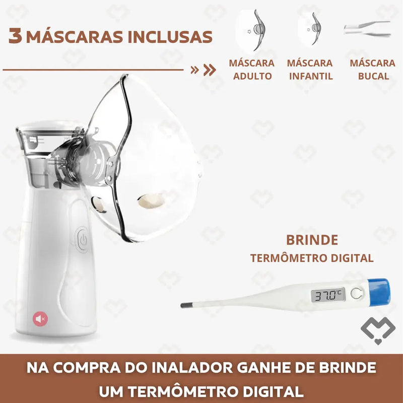 PureFree® - Inalador Nebulizador - Ultra Silencioso, Portátil + Brinde Especial!